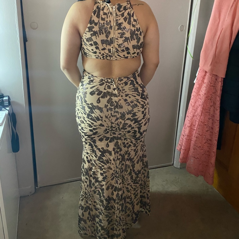 Sparkly tan and black dress